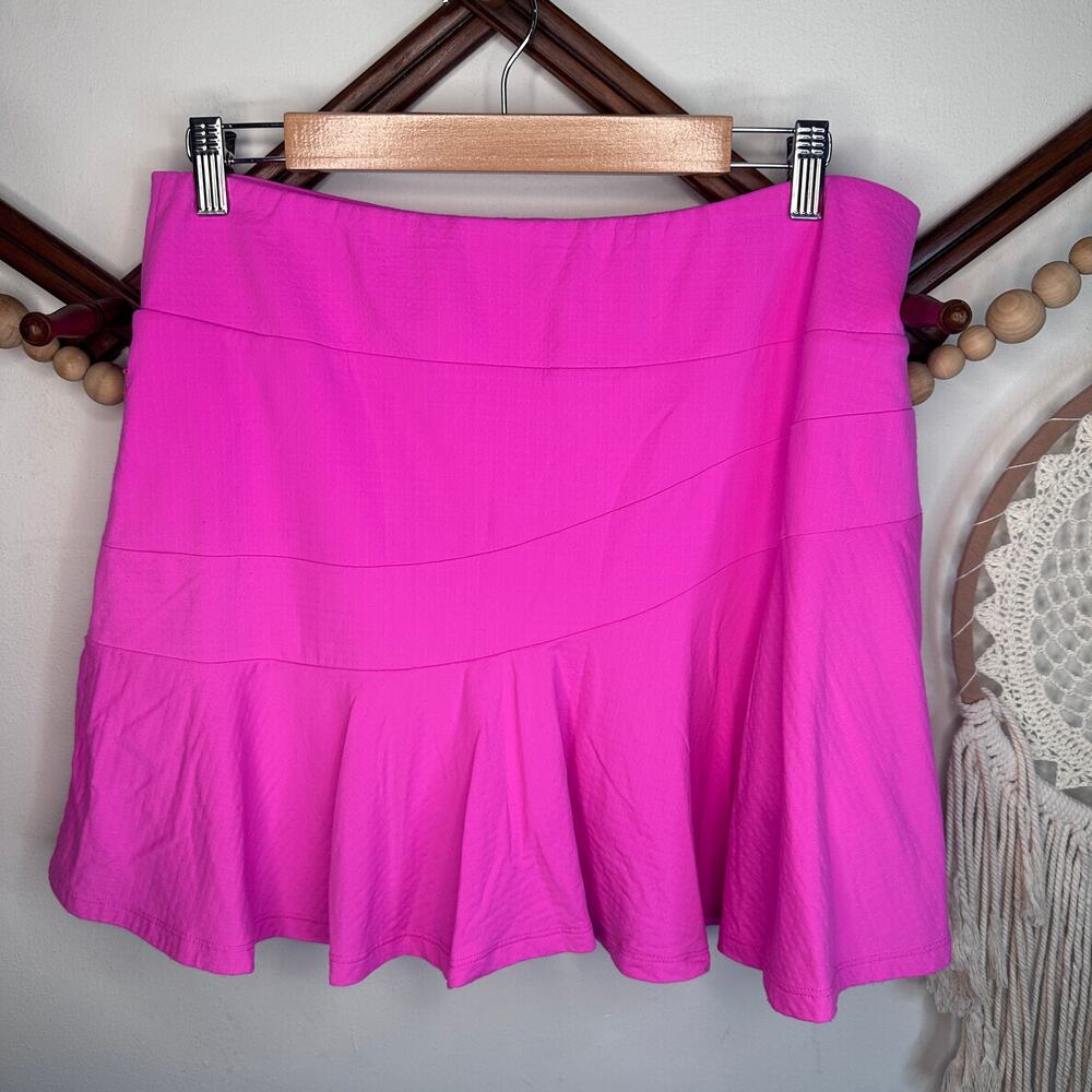 IBKUL Hot Pink Solid Flounce Skort